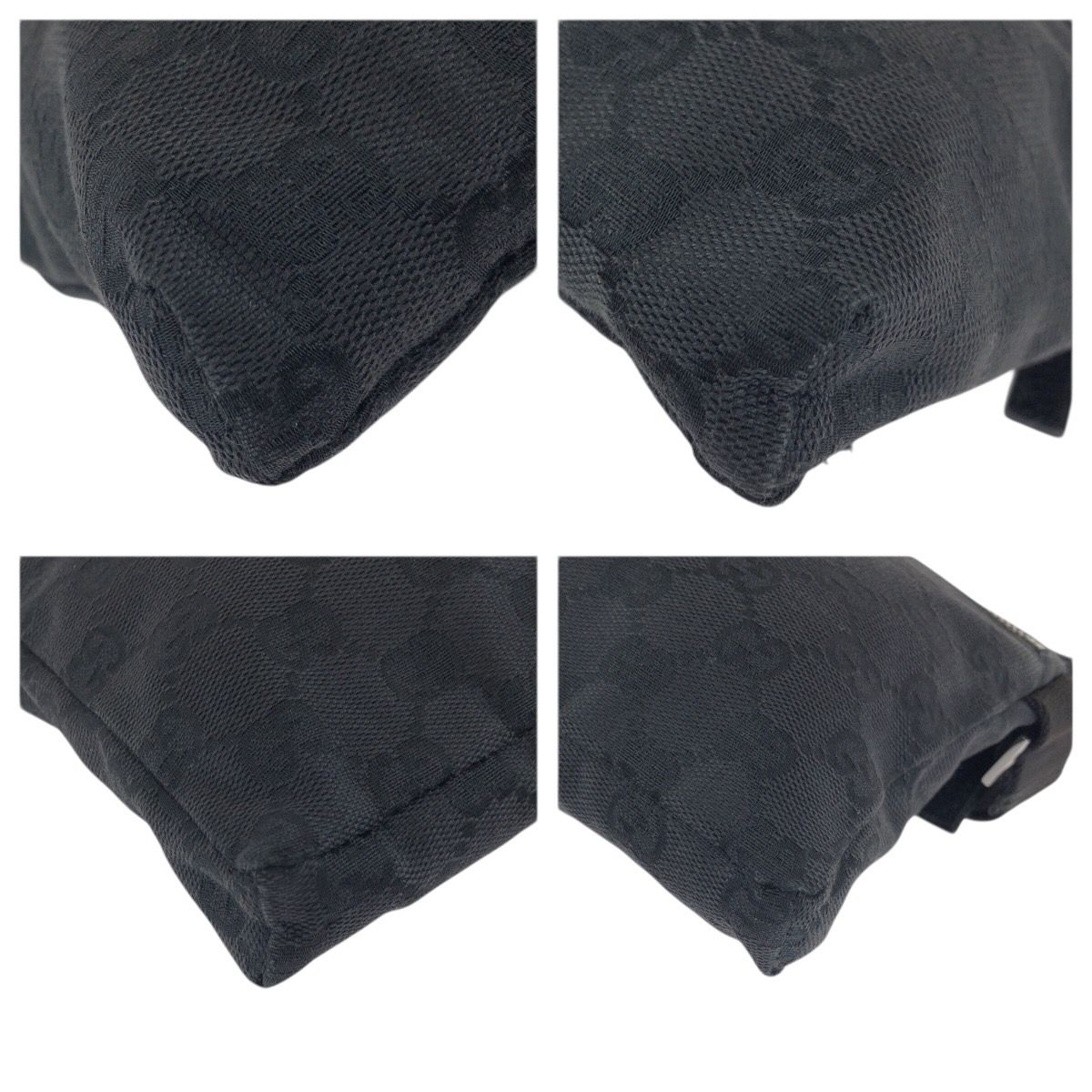 Gucci Black Silver GG Canvas Leather Belt Bag — view 3