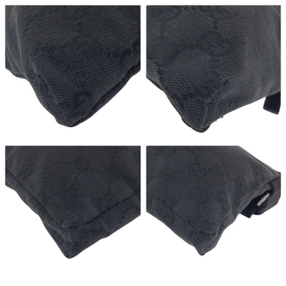 Gucci Black Silver GG Canvas Leather Belt Bag — view 3