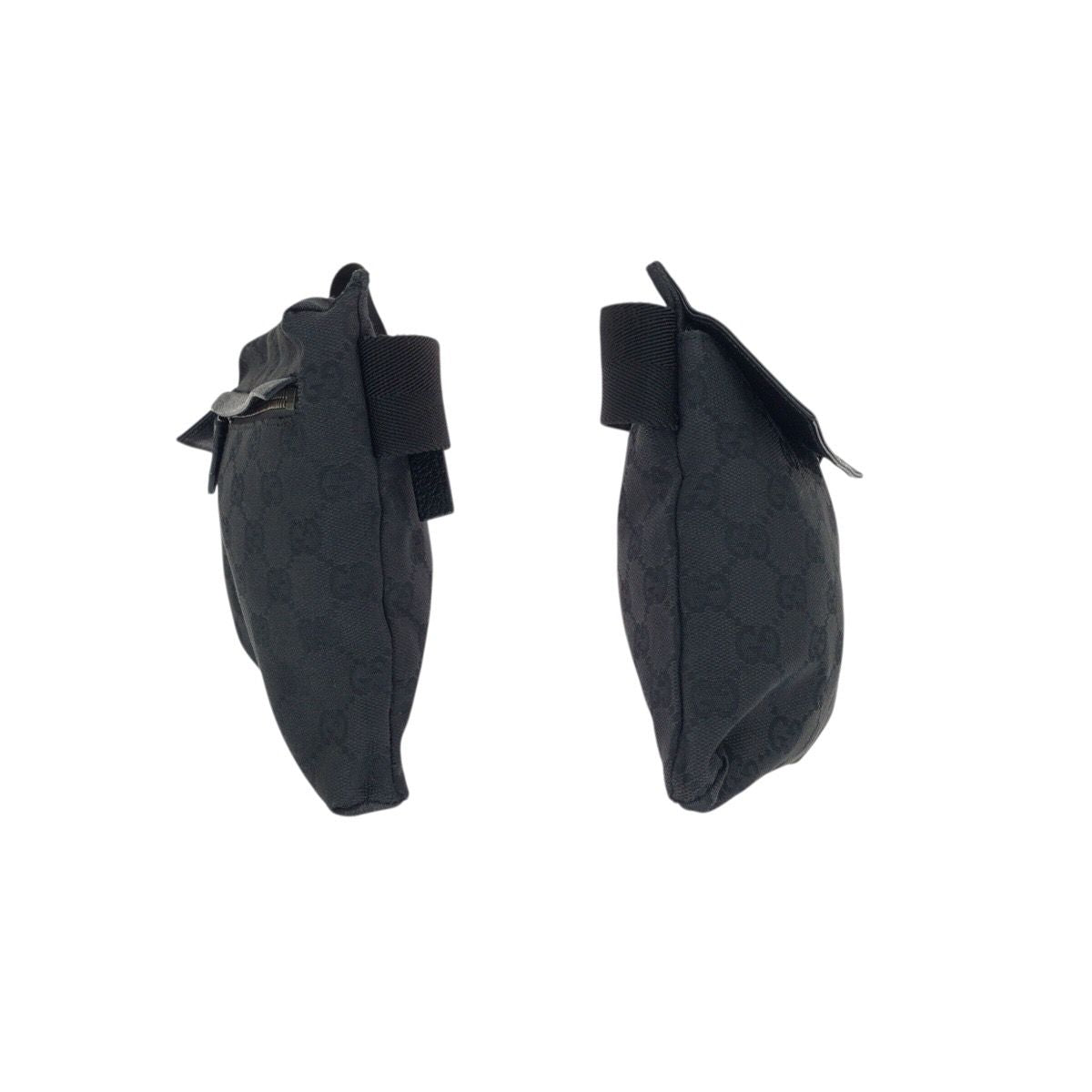 Gucci Black Silver GG Canvas Leather Belt Bag — view 8