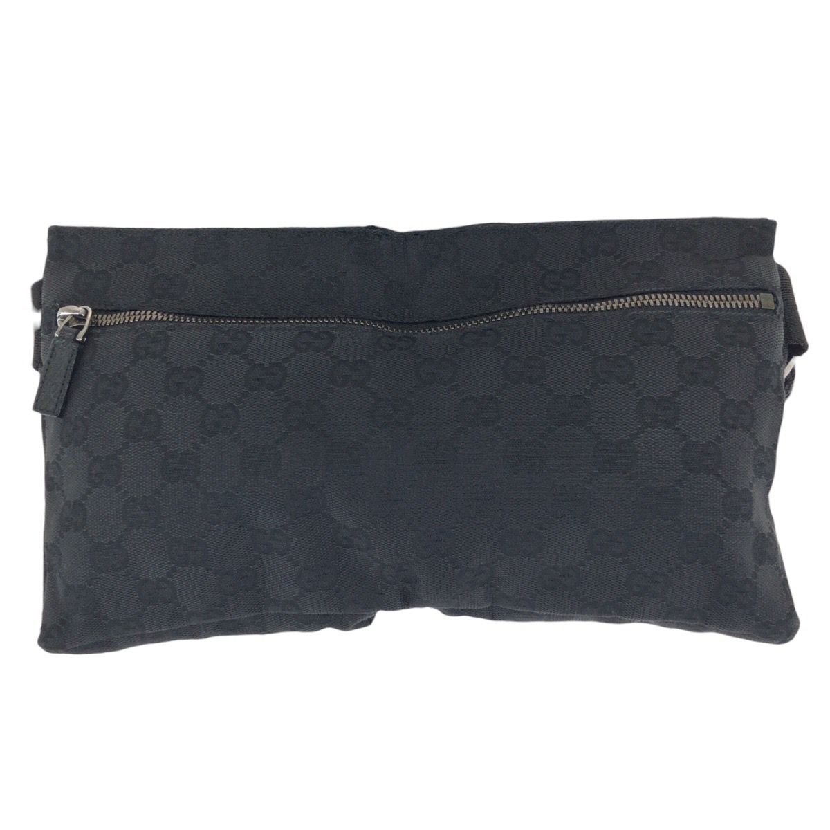 Gucci Black Silver GG Canvas Leather Belt Bag — view 2