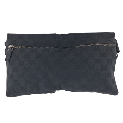 Gucci Black Silver GG Canvas Leather Belt Bag — view 2