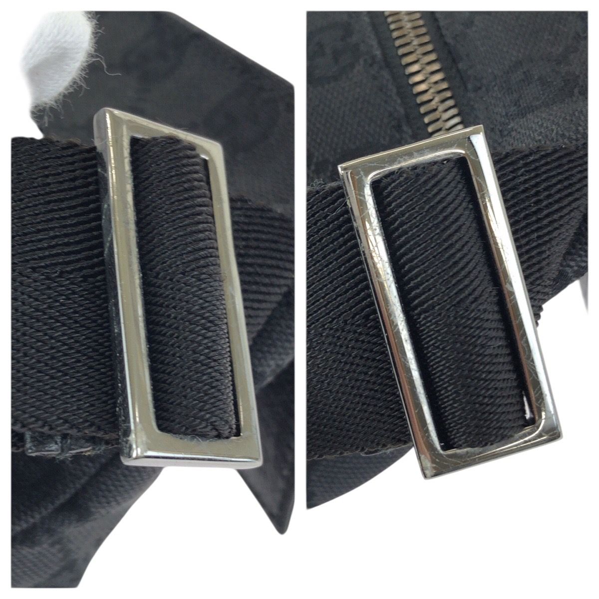 Gucci Black Silver GG Canvas Leather Belt Bag — view 6
