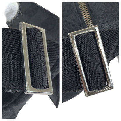 Gucci Black Silver GG Canvas Leather Belt Bag — view 6
