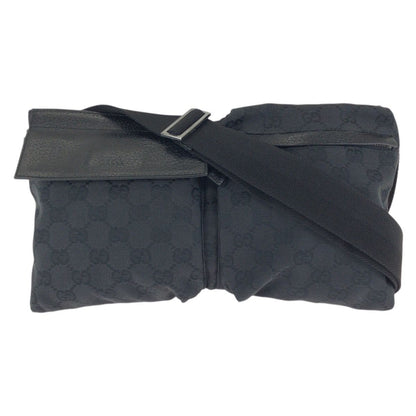 Gucci Black Silver GG Canvas Leather Belt Bag