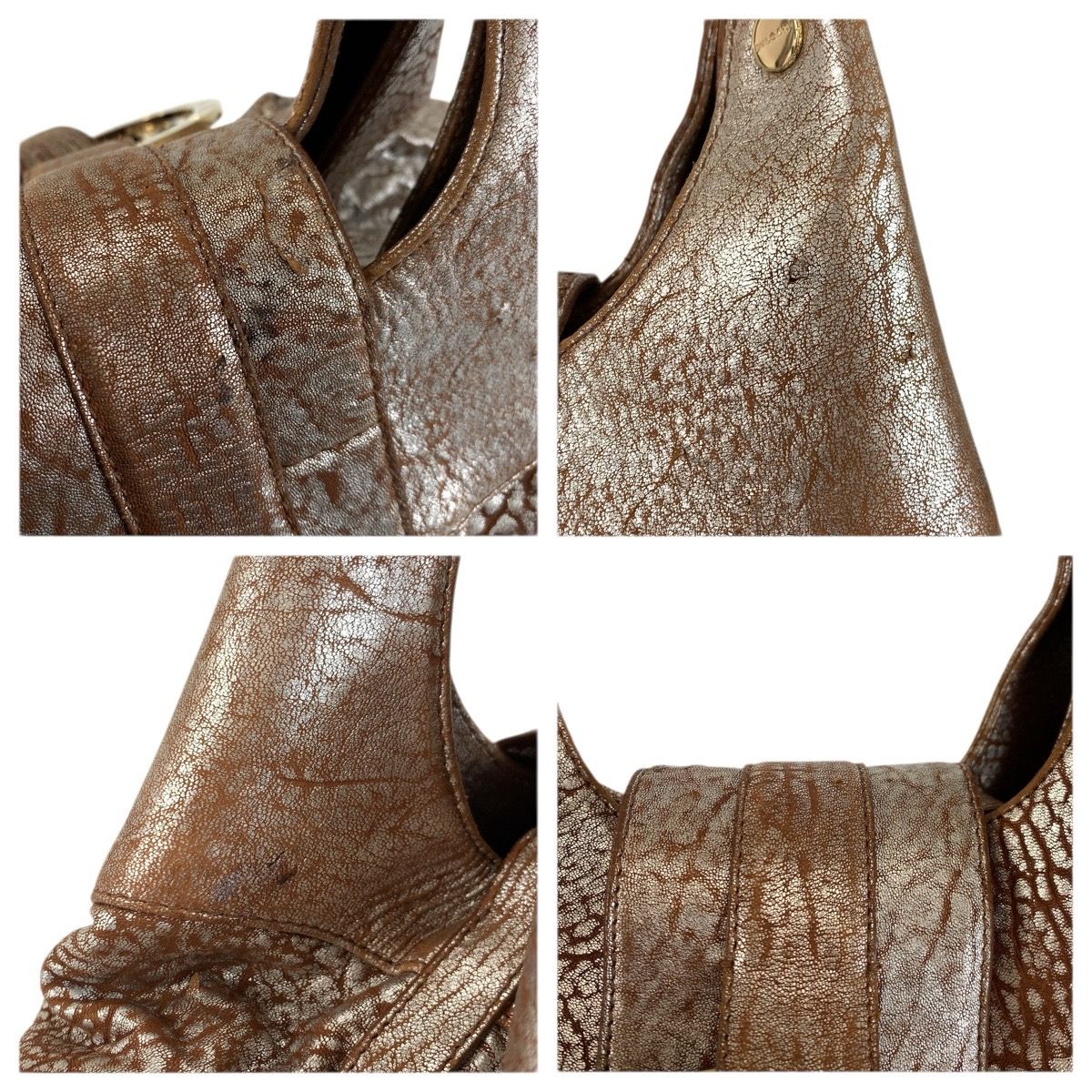 Bvlgari Chandra Brown Silver Gold Leather Shoulder Bag — view 5