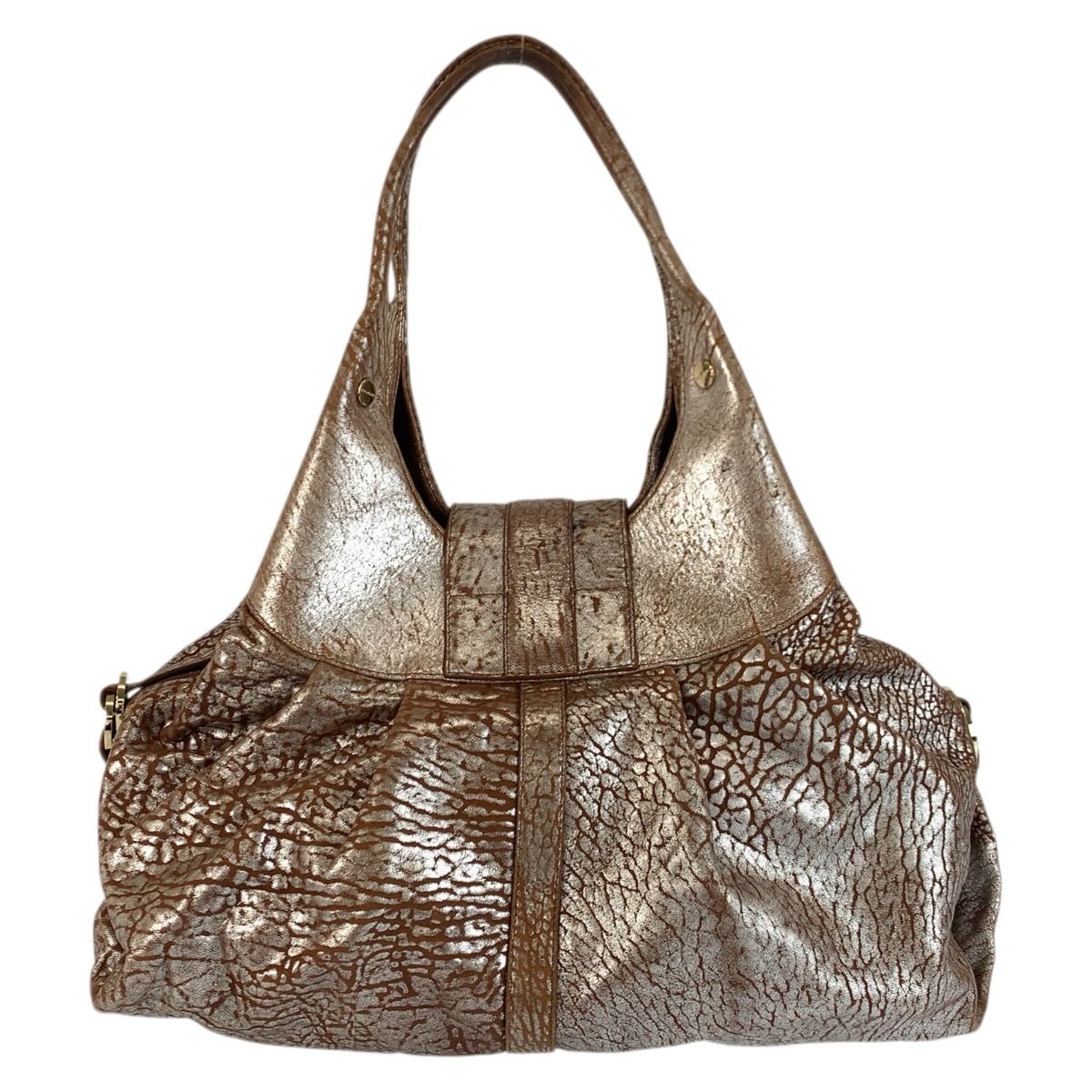 Bvlgari Chandra Brown Silver Gold Leather Shoulder Bag — view 2