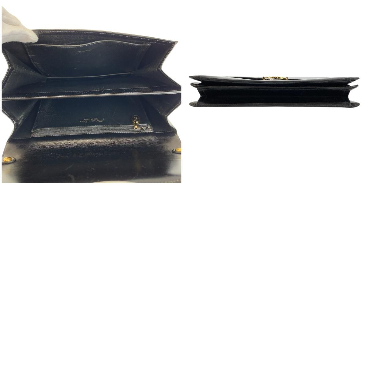 Dior Vintage Black Gold Leather Shoulder Bag — view 9