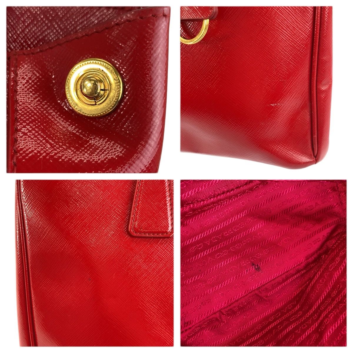 Prada Saffiano Red Gold Leather Tote — view 5