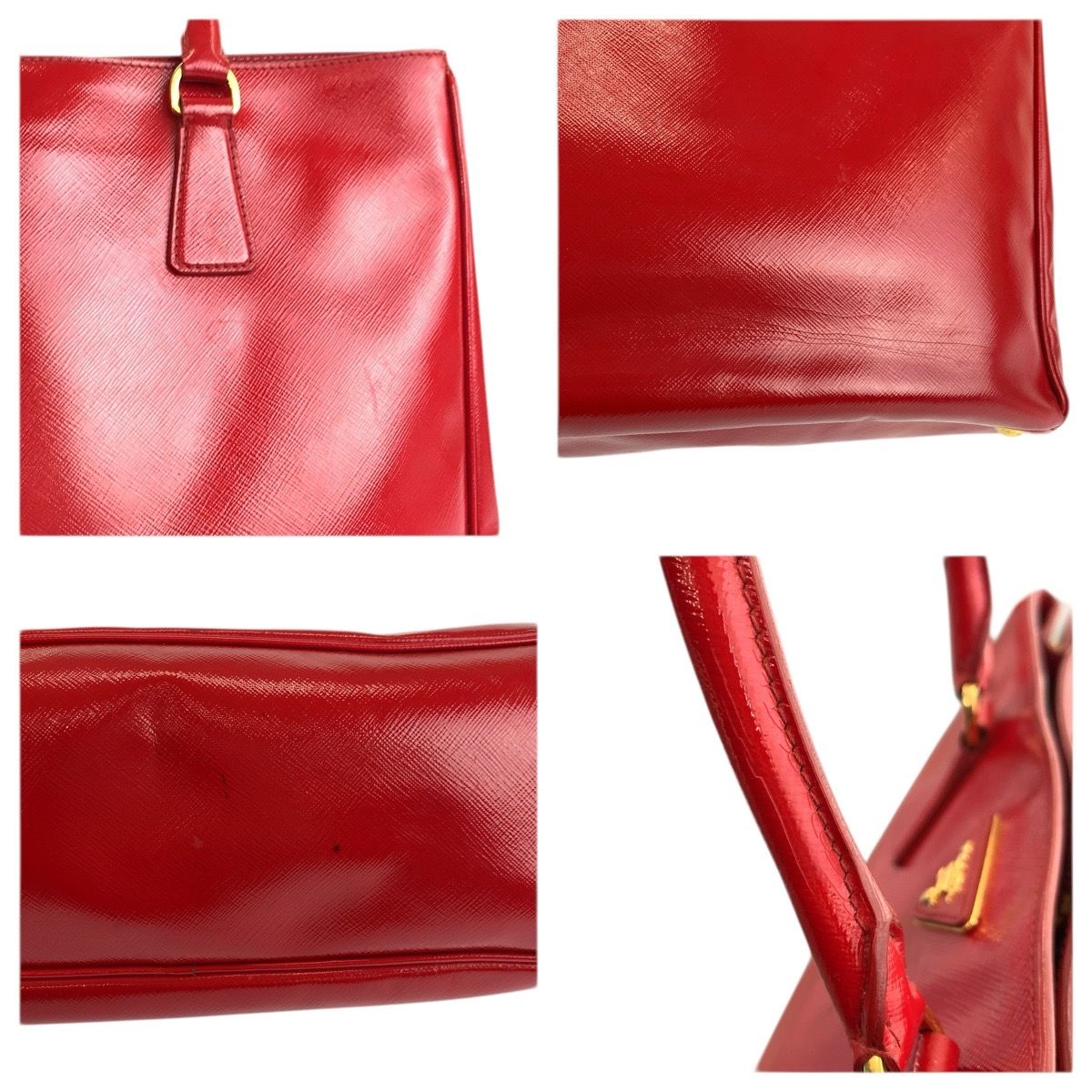 Prada Saffiano Red Gold Leather Tote — view 6