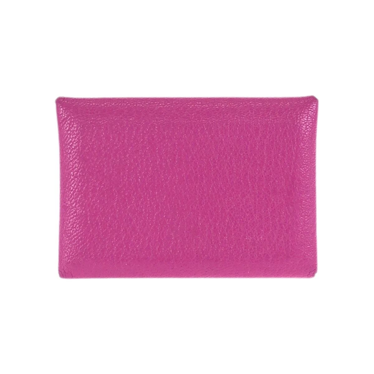 Hermes Calvi Duo Rosepurple Pink Gold Chevre Card Case Business Holder Coin — view 2