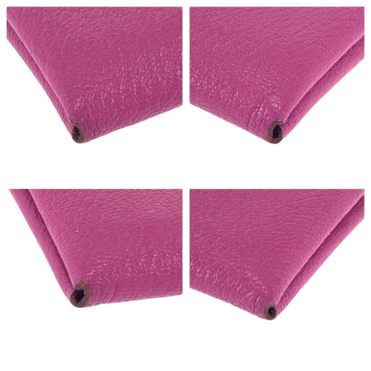 Hermes Calvi Duo Rosepurple Pink Gold Chevre Card Case Business Holder Coin — view 4