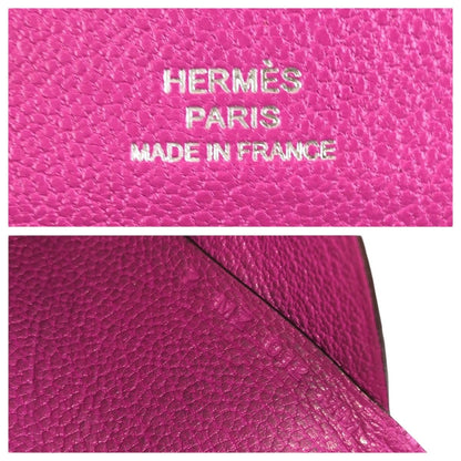 Hermes Calvi Duo Rosepurple Pink Gold Chevre Card Case Business Holder Coin — view 5