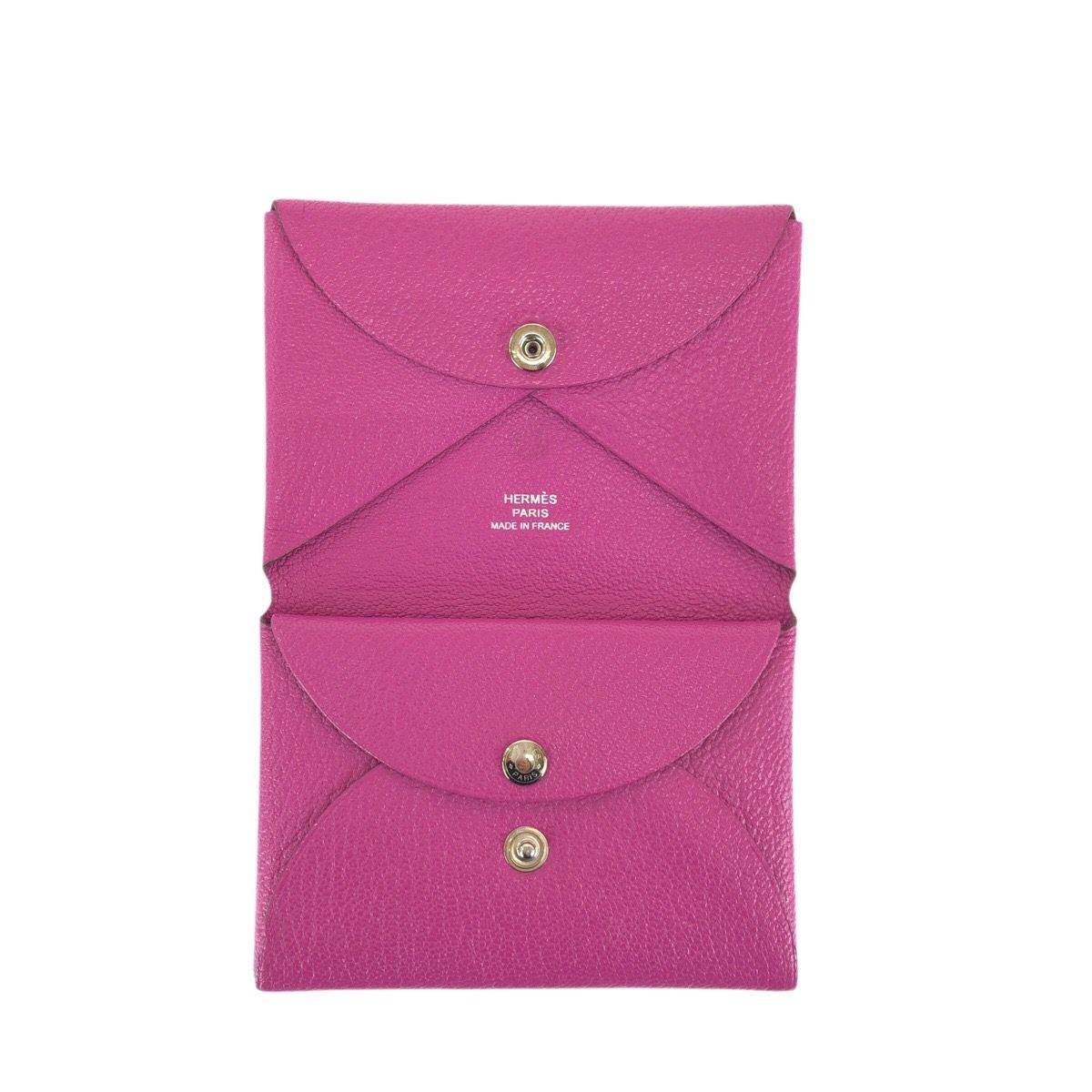 Hermes Calvi Duo Rosepurple Pink Gold Chevre Card Case Business Holder Coin — view 7