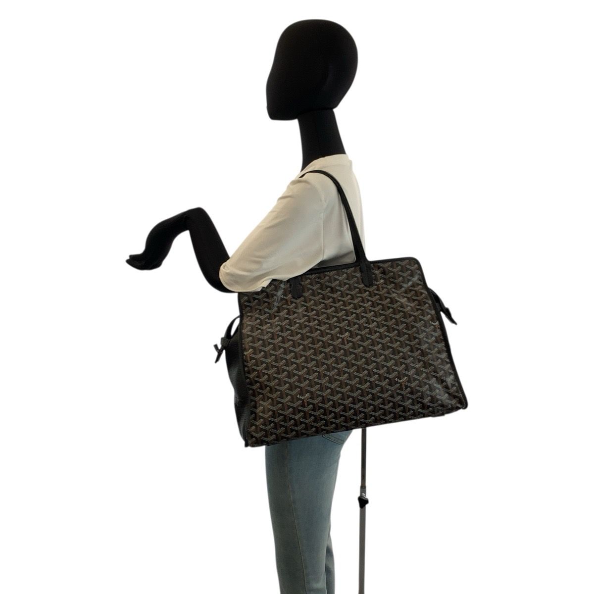 Goyard PM Black Brown Leather Tote Shoulder Bag — view 7