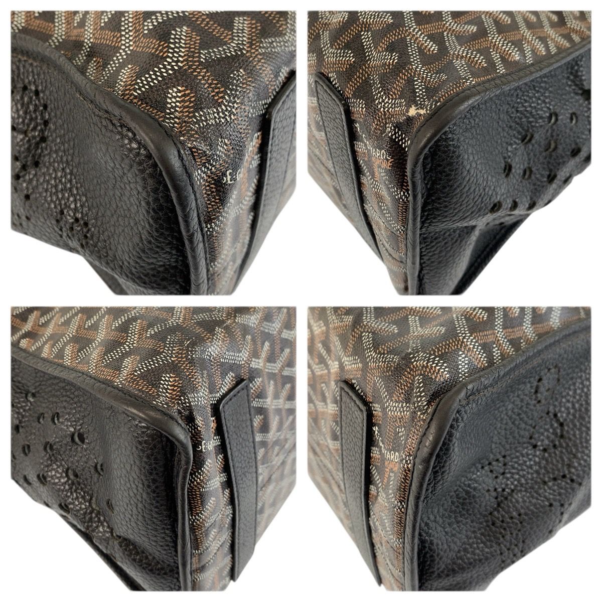 Goyard PM Black Brown Leather Tote Shoulder Bag — view 4