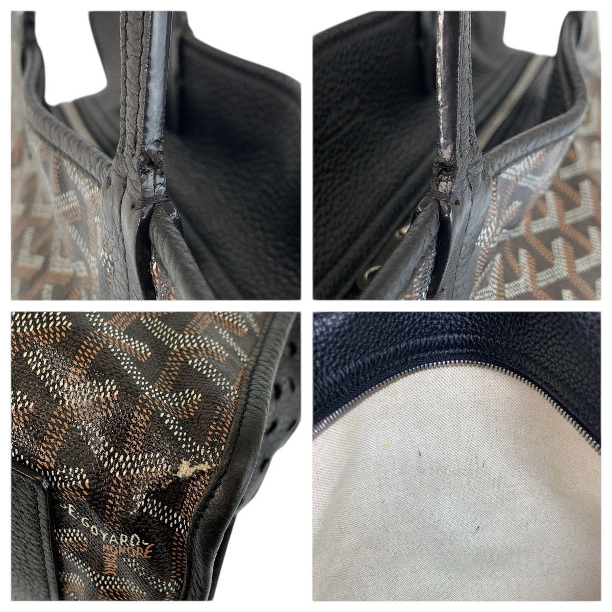 Goyard PM Black Brown Leather Tote Shoulder Bag — view 5