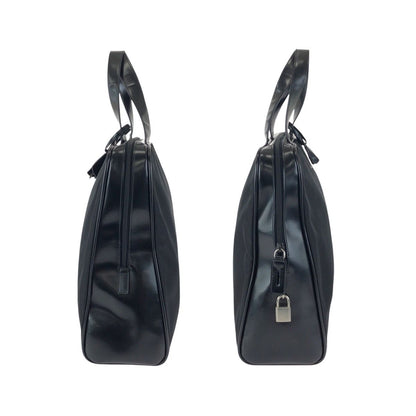 Prada Tessuto Black Silver Nylon Leather Business Briefcase — view 8