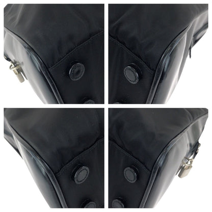 Prada Tessuto Black Silver Nylon Leather Business Briefcase — view 3