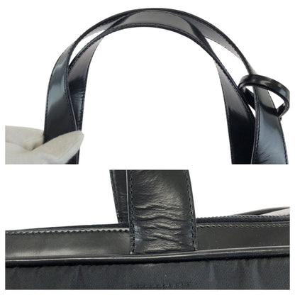 Prada Tessuto Black Silver Nylon Leather Business Briefcase — view 5