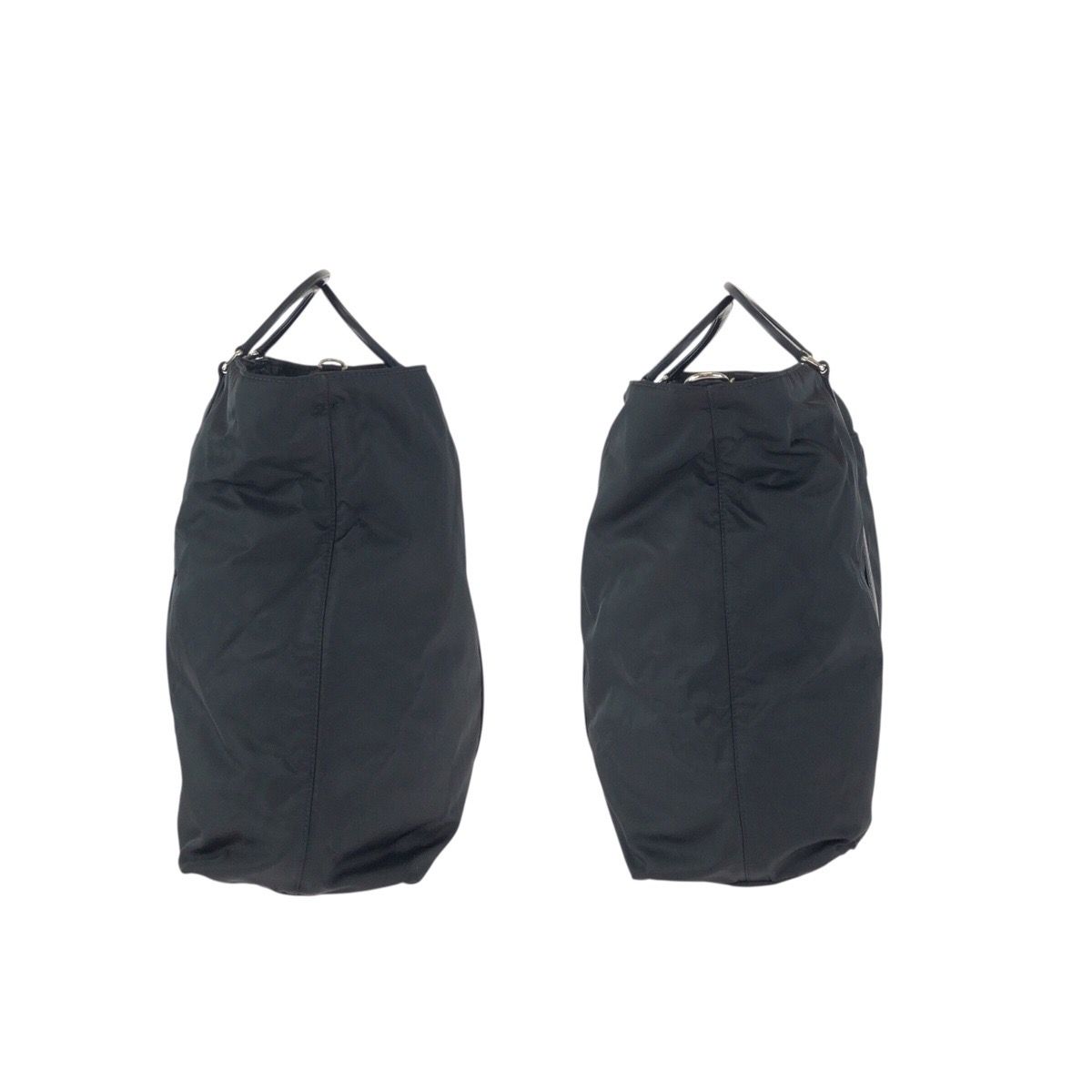 Prada Tessuto 2-Way Black Silver Nylon Leather Shoulder Bag — view 8