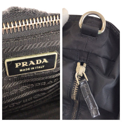 Prada Tessuto 2-Way Black Silver Nylon Leather Shoulder Bag — view 6