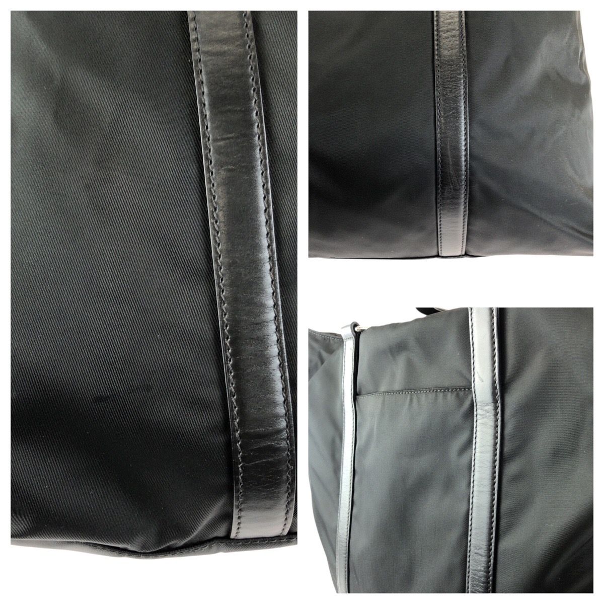 Prada Tessuto 2-Way Black Silver Nylon Leather Shoulder Bag — view 5