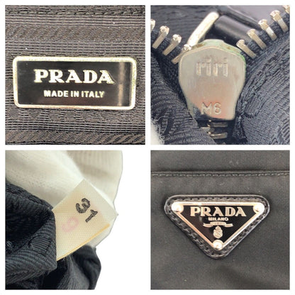 Prada Tessuto 2-Way Black Silver Nylon Leather Shoulder Bag — view 4