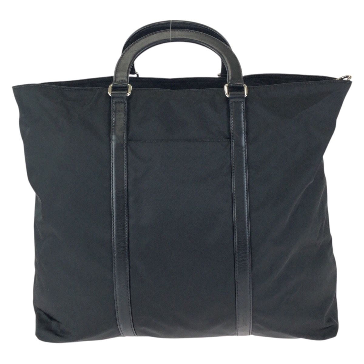 Prada Tessuto 2-Way Black Silver Nylon Leather Shoulder Bag — view 2