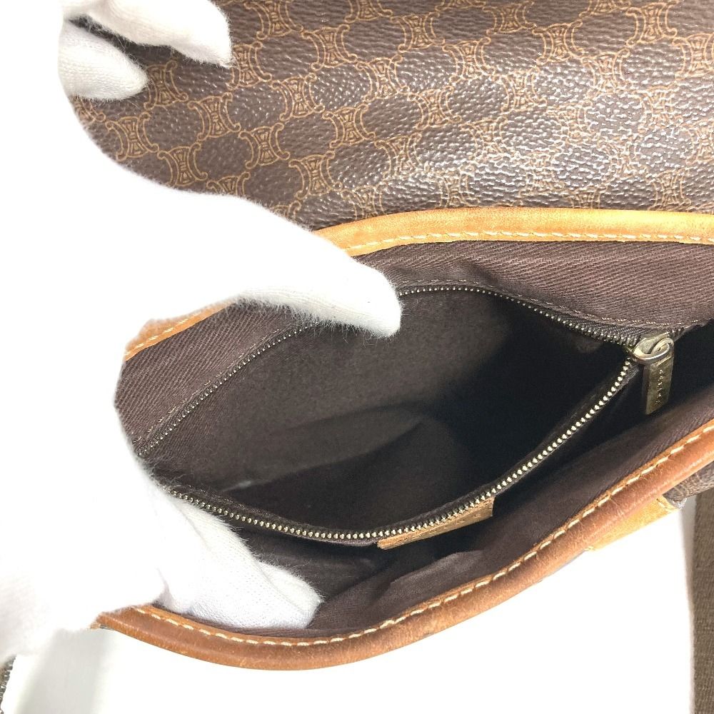 Celine Shoulder Bag Macadam Logo Leather Brown — view 5