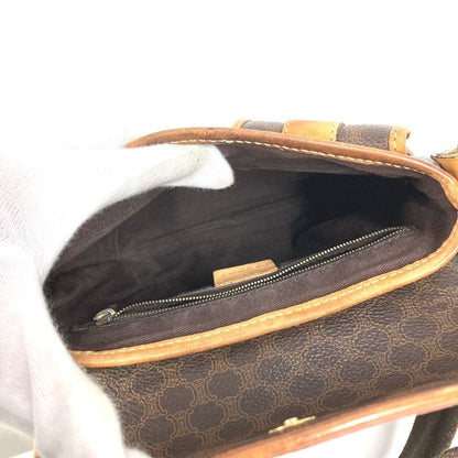 Celine Shoulder Bag Macadam Logo Leather Brown — view 3
