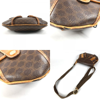 Celine Shoulder Bag Macadam Logo Leather Brown — view 8