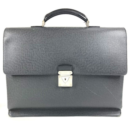 Louis Vuitton Business Bag Serviette Moscova Taiga Leather Ardoise Black