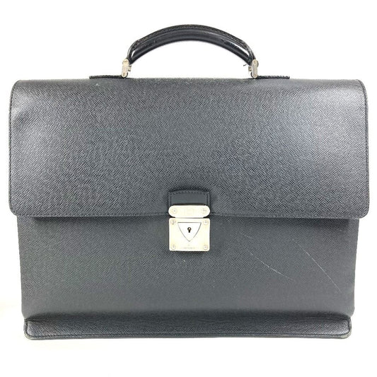 Louis Vuitton Business Bag Serviette Moscova Taiga Leather Ardoise Black