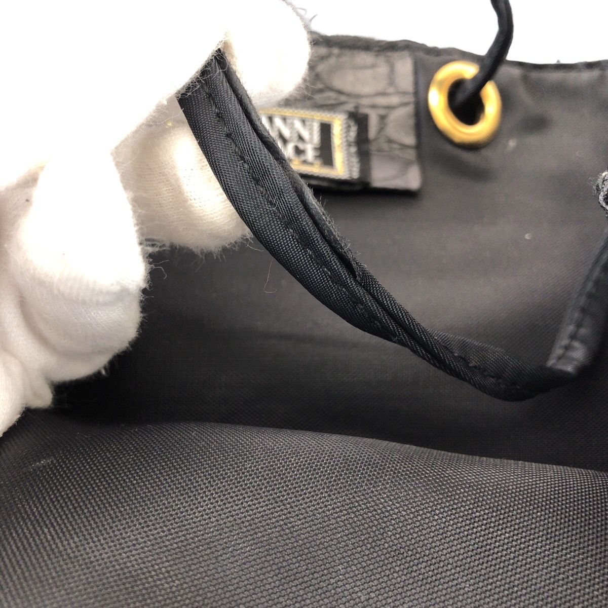 Versace Vintage Medusa Black Nylon Leather Backpack — view 5