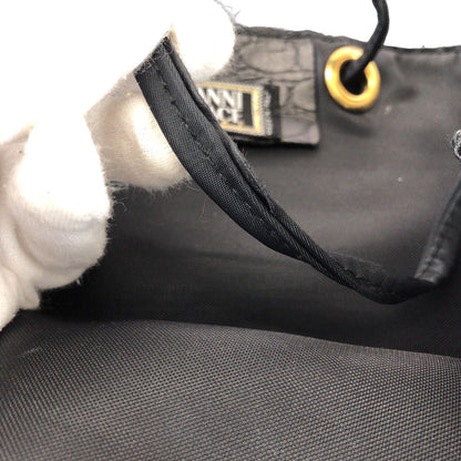 Versace Vintage Medusa Black Nylon Leather Backpack — view 5