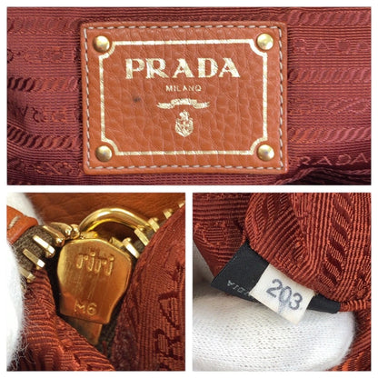 Prada Vitello Dyno 2-Way Brown Camel Gold Leather Tote Shoulder Bag — view 4