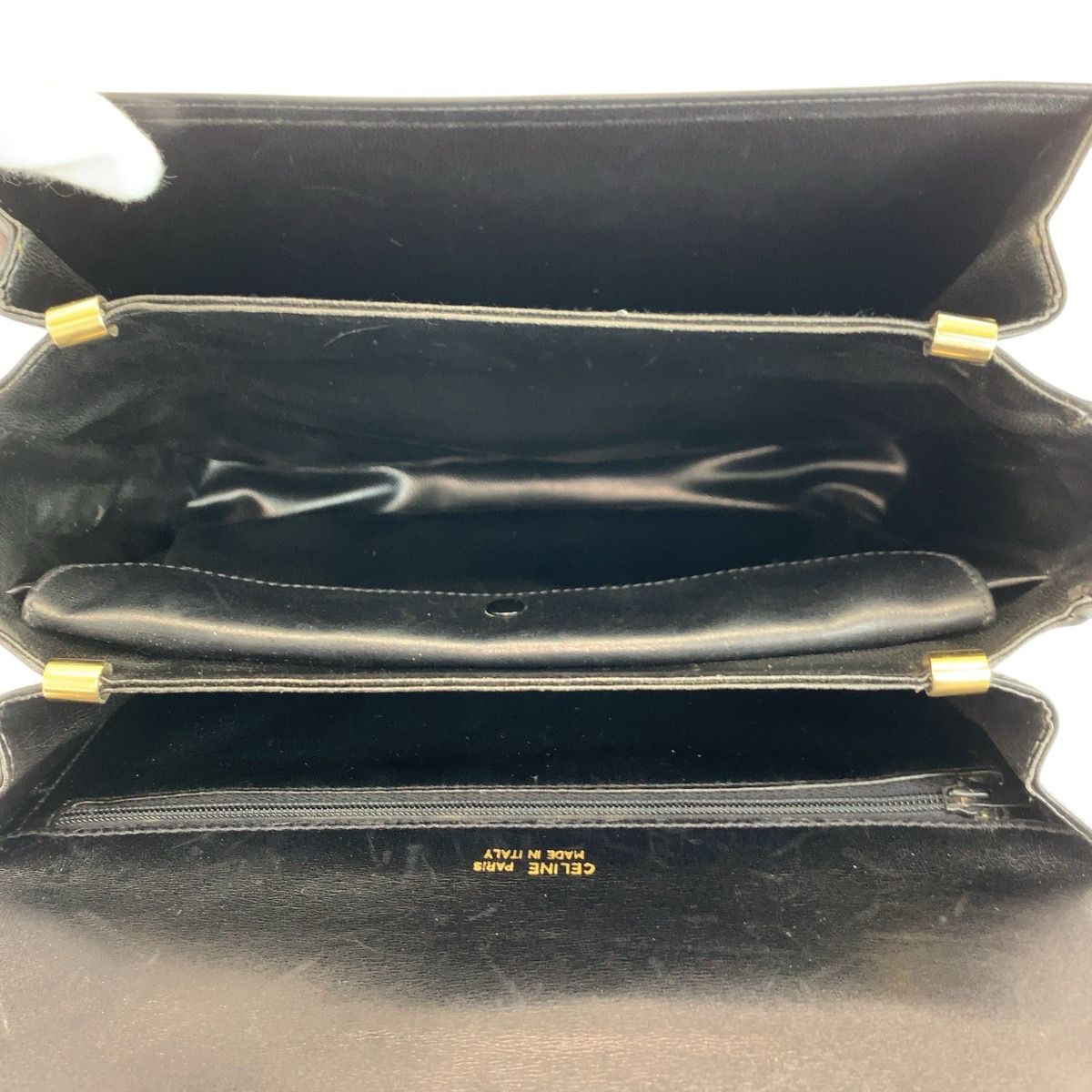 Celine Carriage Black Gold Leather Shoulder Bag — view 8