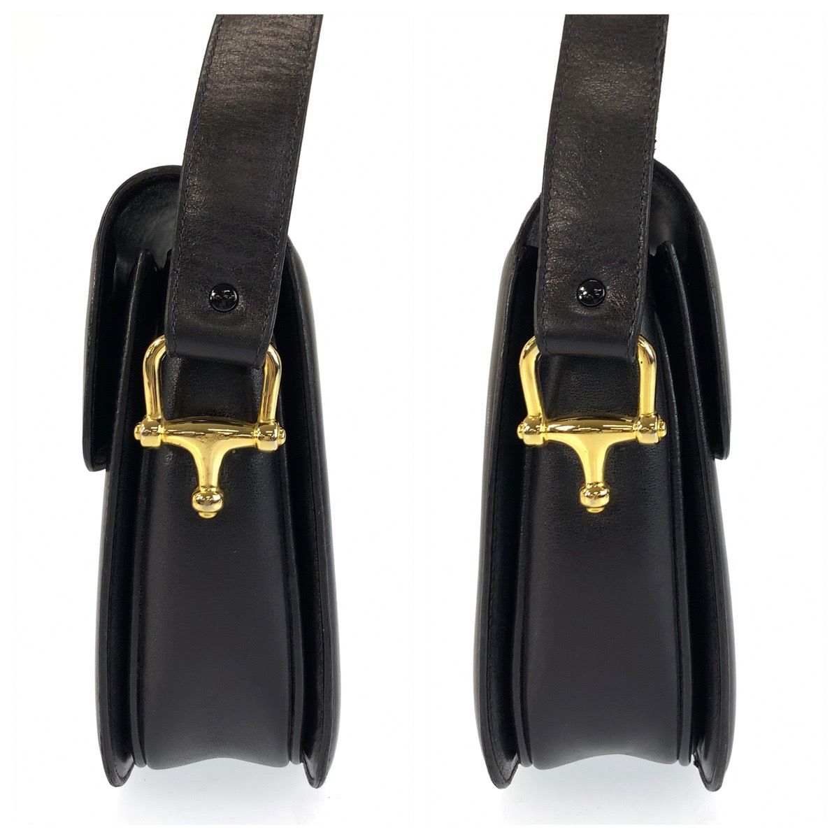 Celine Carriage Black Gold Leather Shoulder Bag — view 7