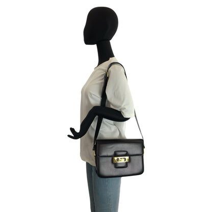 Celine Carriage Black Gold Leather Shoulder Bag — view 6