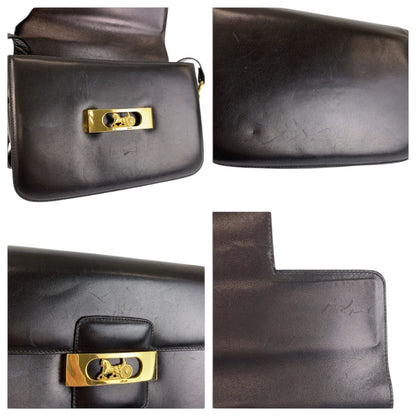 Celine Carriage Black Gold Leather Shoulder Bag — view 5