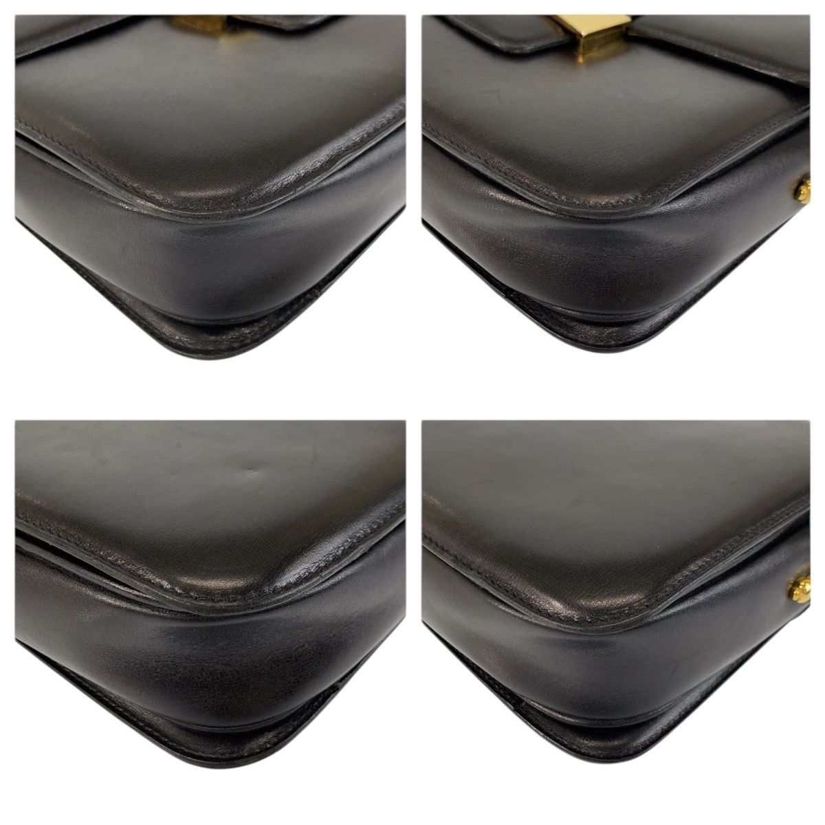 Celine Carriage Black Gold Leather Shoulder Bag — view 4