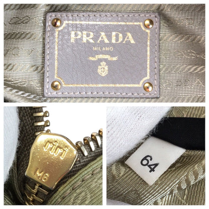 Prada Vitello Dyno Light Gray Gold Leather Hobo Shoulder Bag — view 4