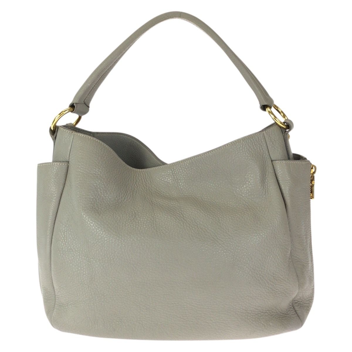 Prada Vitello Dyno Light Gray Gold Leather Hobo Shoulder Bag — view 2