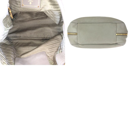 Prada Vitello Dyno Light Gray Gold Leather Hobo Shoulder Bag — view 9