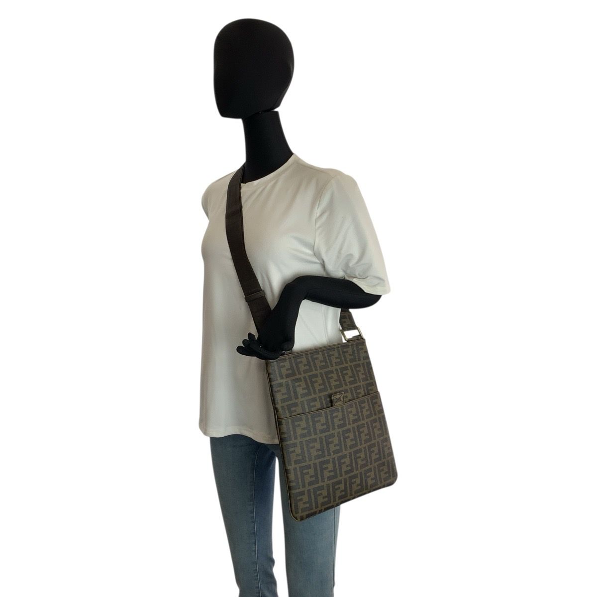 Fendi Zucca Brown Gold Shoulder Bag Pochette — view 7