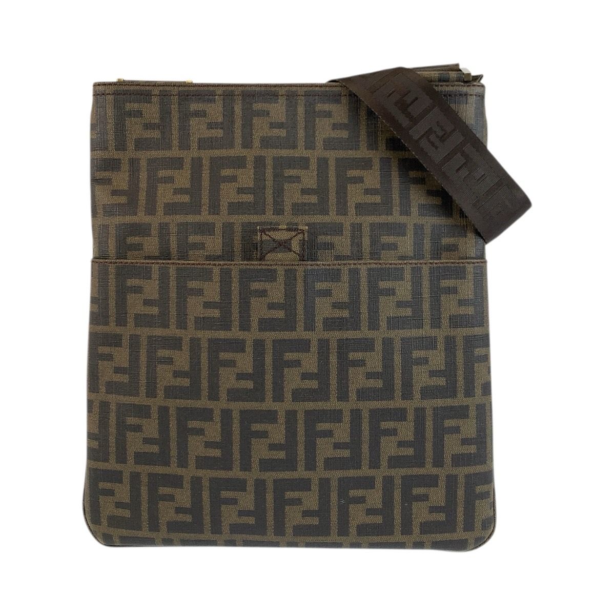 Fendi Zucca Brown Gold Shoulder Bag Pochette