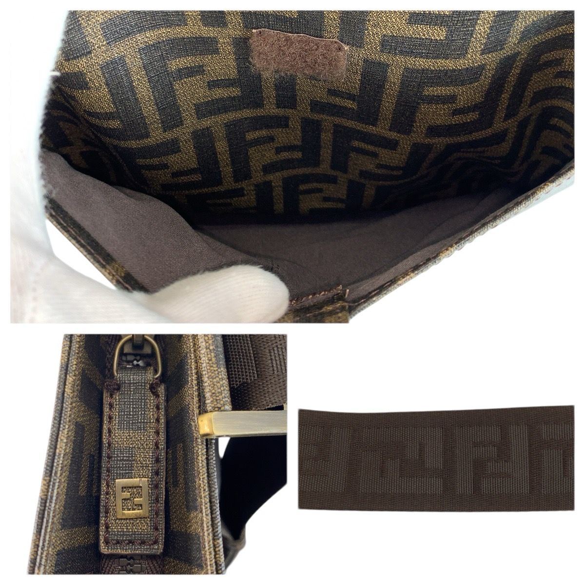 Fendi Zucca Brown Gold Shoulder Bag Pochette — view 6