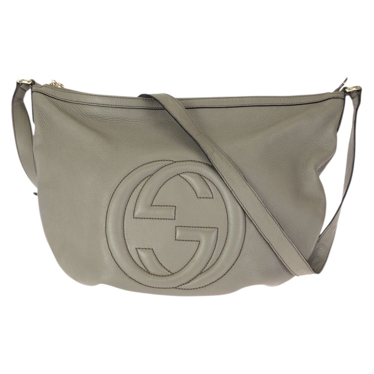Gucci Soho Interlocking Tassel Gray Gold Leather Shoulder Bag