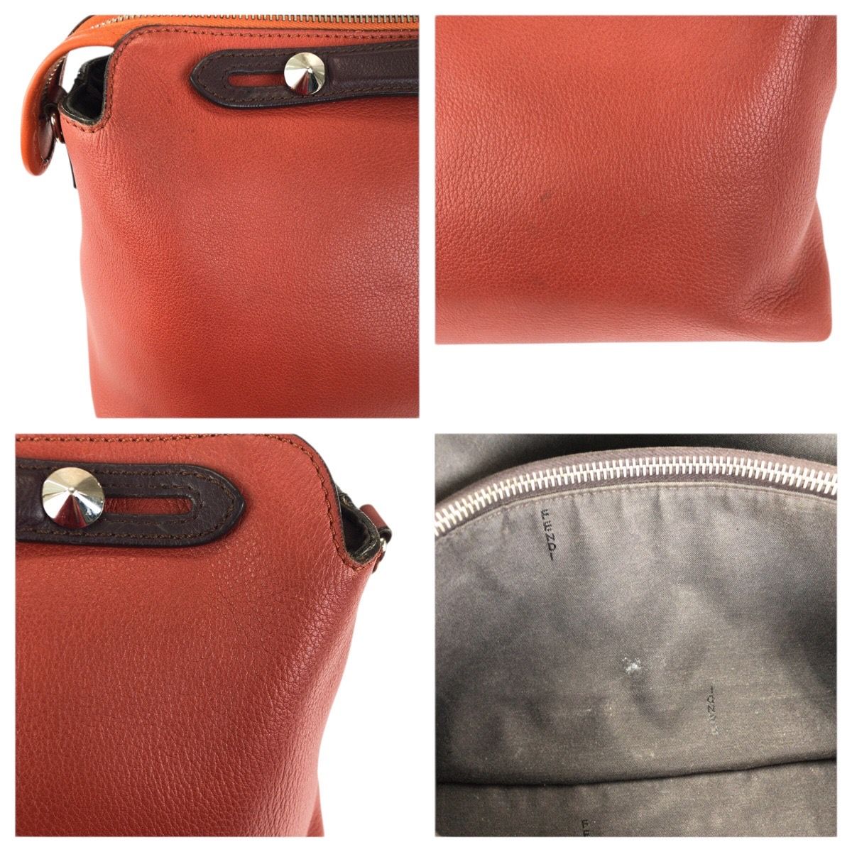 Fendi by the Way 2-Way Large Orange Brown Silver Leather Shoulder Bag — view 6