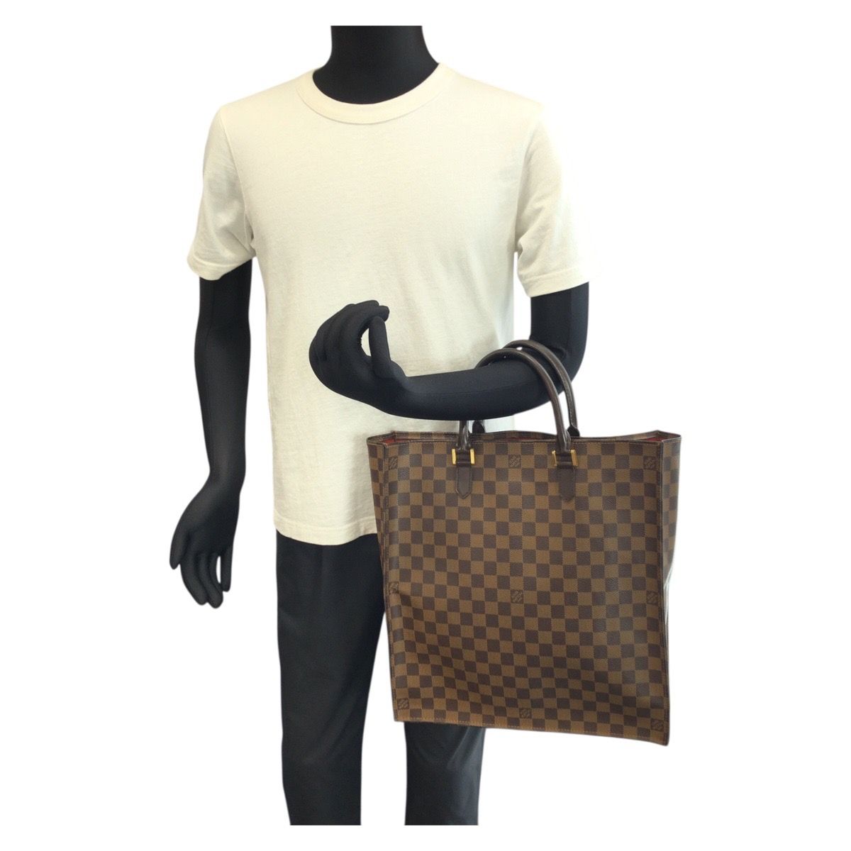 Louis Vuitton Damier Ebene Sac Pura Brown Gold Leather Tote Business — view 7